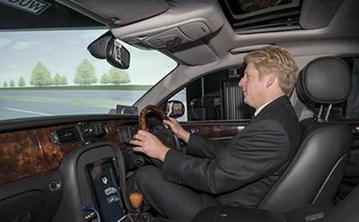Jo Johnson in the driving simulator